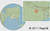 Savanna Style Location Map of Saran, hill shading