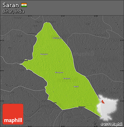 Physical Map of Saran, darken, desaturated