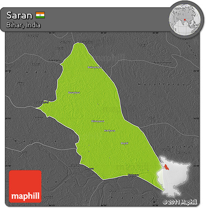 Physical Map of Saran, darken, desaturated