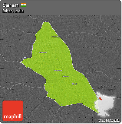Physical Map of Saran, darken, desaturated