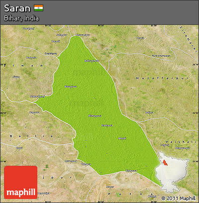 Physical Map of Saran, satellite outside