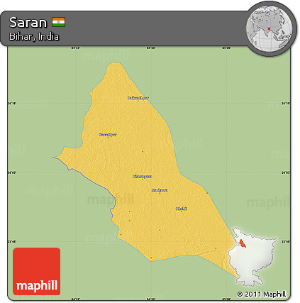 Savanna Style Map of Saran, single color outside