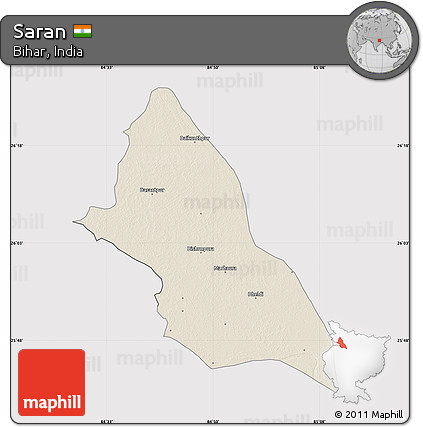 Shaded Relief Map of Saran, cropped outside