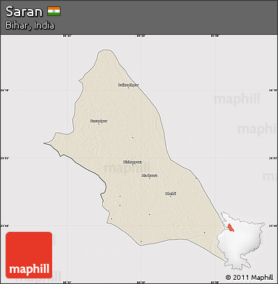 Shaded Relief Map of Saran, cropped outside
