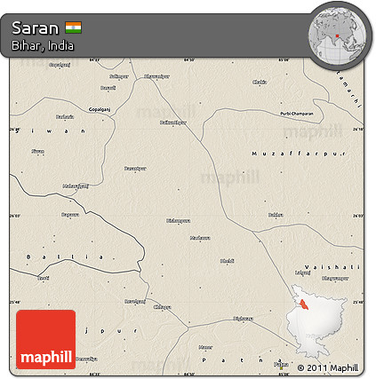 Shaded Relief Map of Saran
