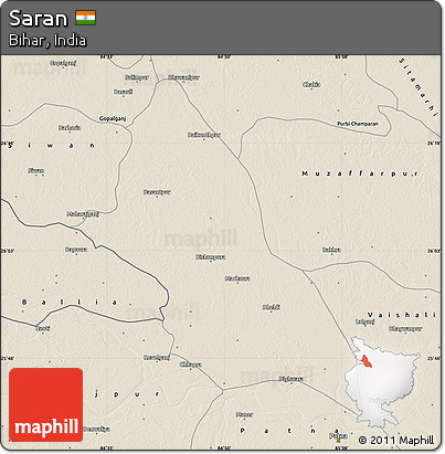 Shaded Relief Map of Saran