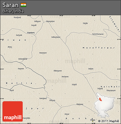Shaded Relief Map of Saran