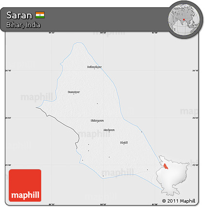 Silver Style Map of Saran, single color outside