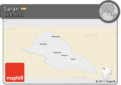 Classic Style Panoramic Map of Saran, single color outside