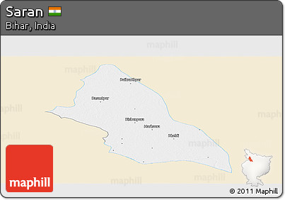 Classic Style Panoramic Map of Saran, single color outside