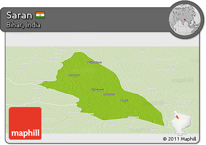 Physical Panoramic Map of Saran, lighten