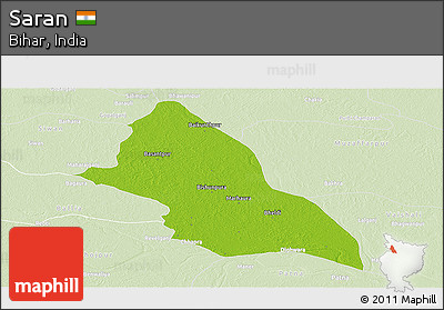 Physical Panoramic Map of Saran, lighten