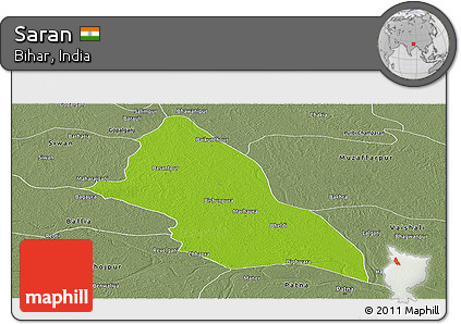 Physical Panoramic Map of Saran, semi-desaturated