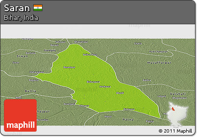 Physical Panoramic Map of Saran, semi-desaturated