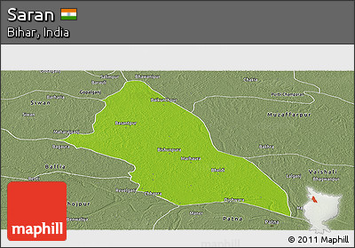 Physical Panoramic Map of Saran, semi-desaturated