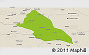 Physical Panoramic Map of Saran, shaded relief outside