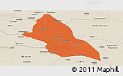 Political Panoramic Map of Saran, shaded relief outside