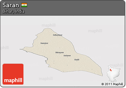 Shaded Relief Panoramic Map of Saran, cropped outside