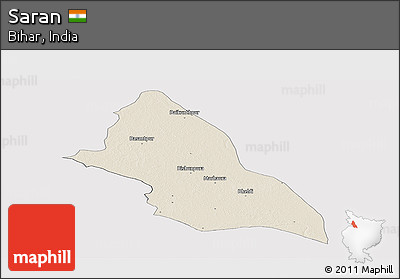 Shaded Relief Panoramic Map of Saran, cropped outside