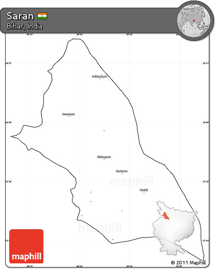 Blank Simple Map of Saran, cropped outside