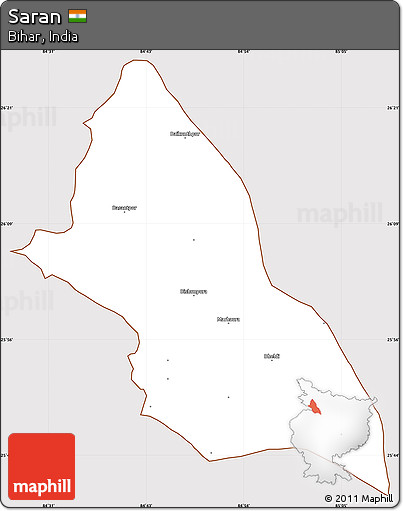 Classic Style Simple Map of Saran, cropped outside
