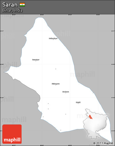 Gray Simple Map of Saran, single color outside