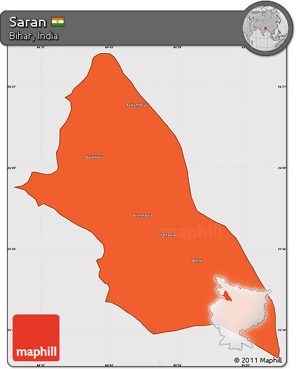 Political Simple Map of Saran, cropped outside