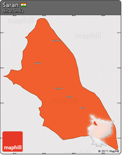 Political Simple Map of Saran, cropped outside