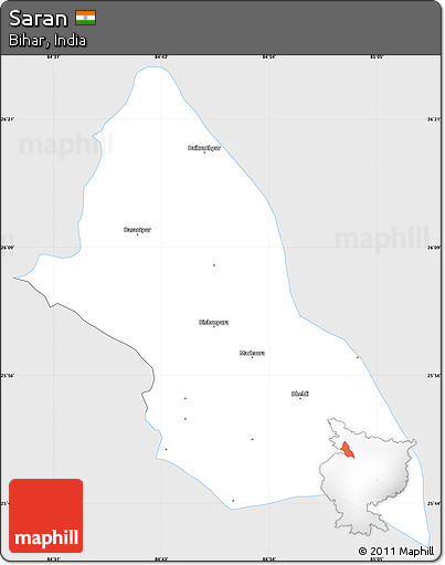 Silver Style Simple Map of Saran, single color outside