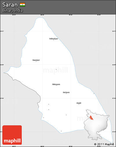 Silver Style Simple Map of Saran, single color outside