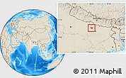 Shaded Relief Location Map of Siwan