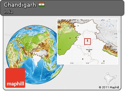 Physical Location Map of Chandigarh, highlighted country