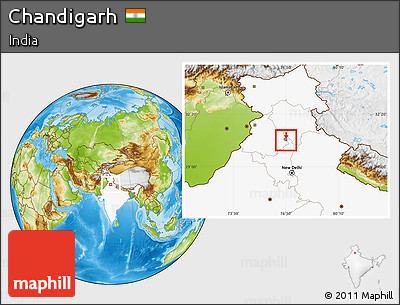 Physical Location Map of Chandigarh, highlighted country