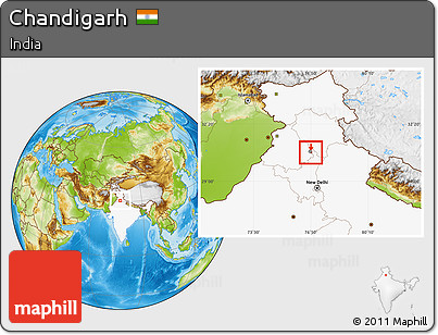 Physical Location Map of Chandigarh, highlighted country