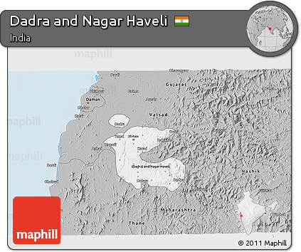 Gray 3D Map of Dadra and Nagar Haveli