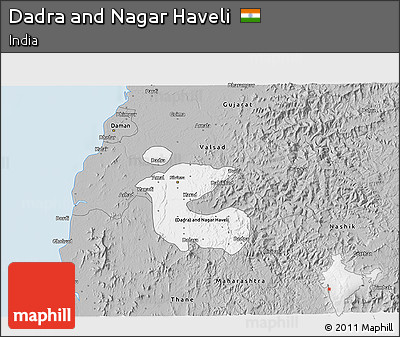 Gray 3D Map of Dadra and Nagar Haveli