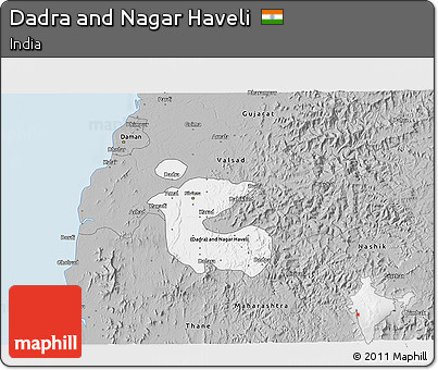Gray 3D Map of Dadra and Nagar Haveli