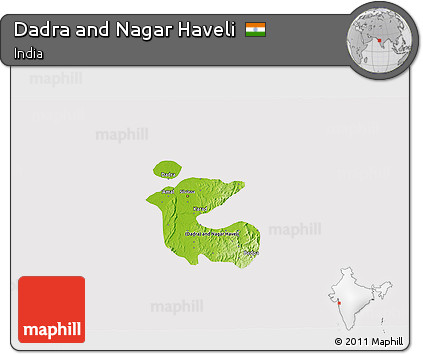 Physical 3D Map of Dadra and Nagar Haveli, cropped outside