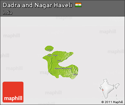 Physical 3D Map of Dadra and Nagar Haveli, cropped outside