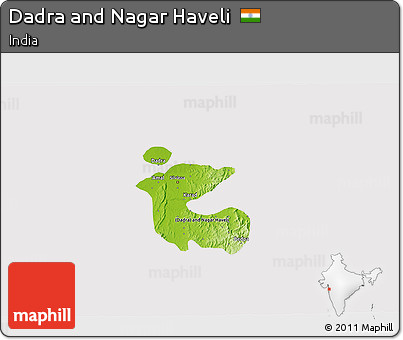 Physical 3D Map of Dadra and Nagar Haveli, cropped outside