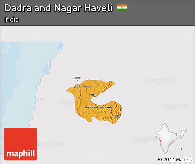 Political 3D Map of Dadra and Nagar Haveli, single color outside