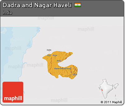 Political 3D Map of Dadra and Nagar Haveli, single color outside