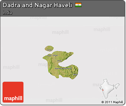 Satellite 3D Map of Dadra and Nagar Haveli, cropped outside