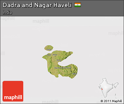 Satellite 3D Map of Dadra and Nagar Haveli, cropped outside