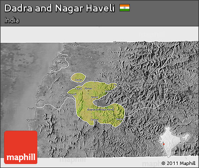 Satellite 3D Map of Dadra and Nagar Haveli, desaturated