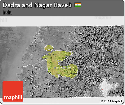 Satellite 3D Map of Dadra and Nagar Haveli, desaturated