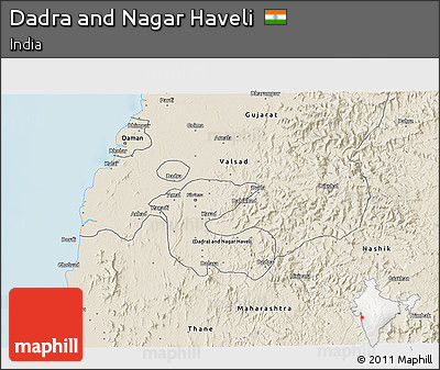 Shaded Relief 3D Map of Dadra and Nagar Haveli