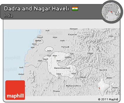 Silver Style 3D Map of Dadra and Nagar Haveli