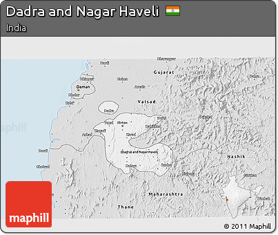 Silver Style 3D Map of Dadra and Nagar Haveli