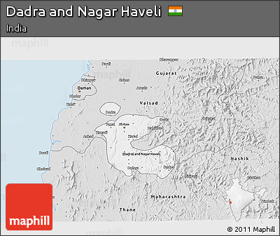 Silver Style 3D Map of Dadra and Nagar Haveli